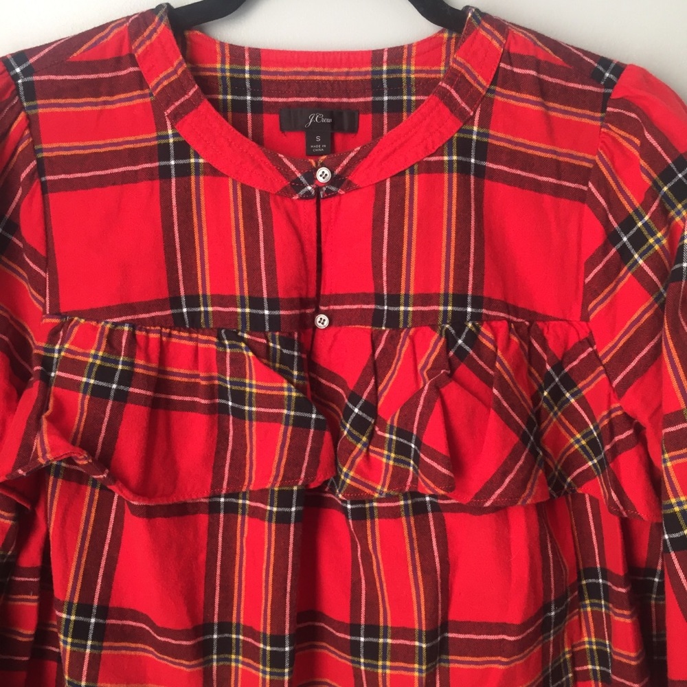 J.Crew Flannel Ruffle Top - Picture 3 of 6